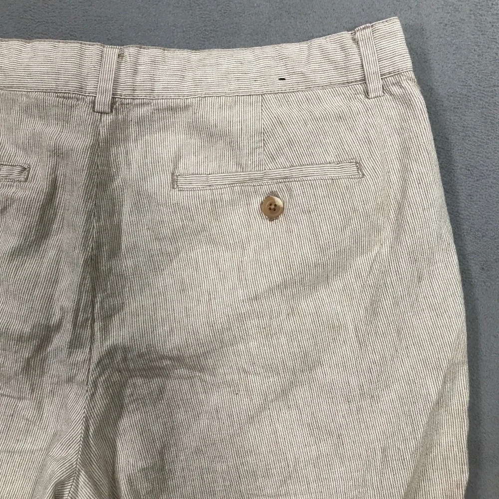 Banana Republic Mens Linen Blend Striped Shorts Tan White 34 859129-01